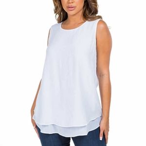 Cristina B Women's Double Layer Sleeveless Tunic Top White Small